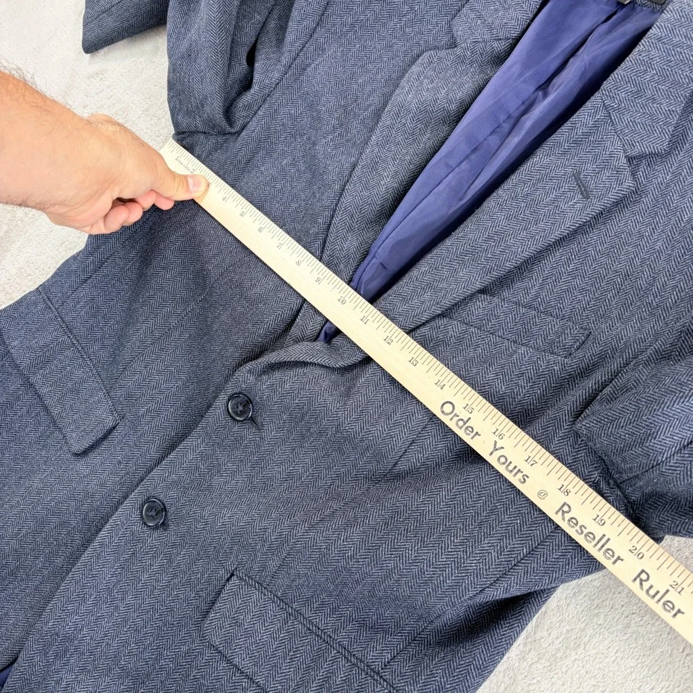 Banana Republic Slim Fit Blazer Sport Coat Navy Wool Blend Herringbone Men 40S